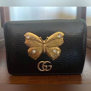 GUCCI Butterfly Compact Double G Logo Wallet